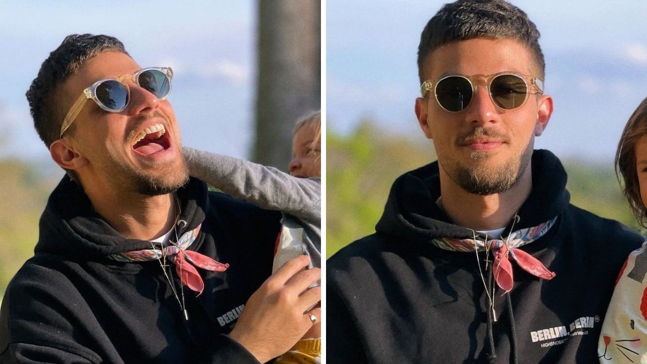 Chay Suede aparece em momento raro com a filha e fãs reagem à beleza da pequena: “É a cara da mãe”