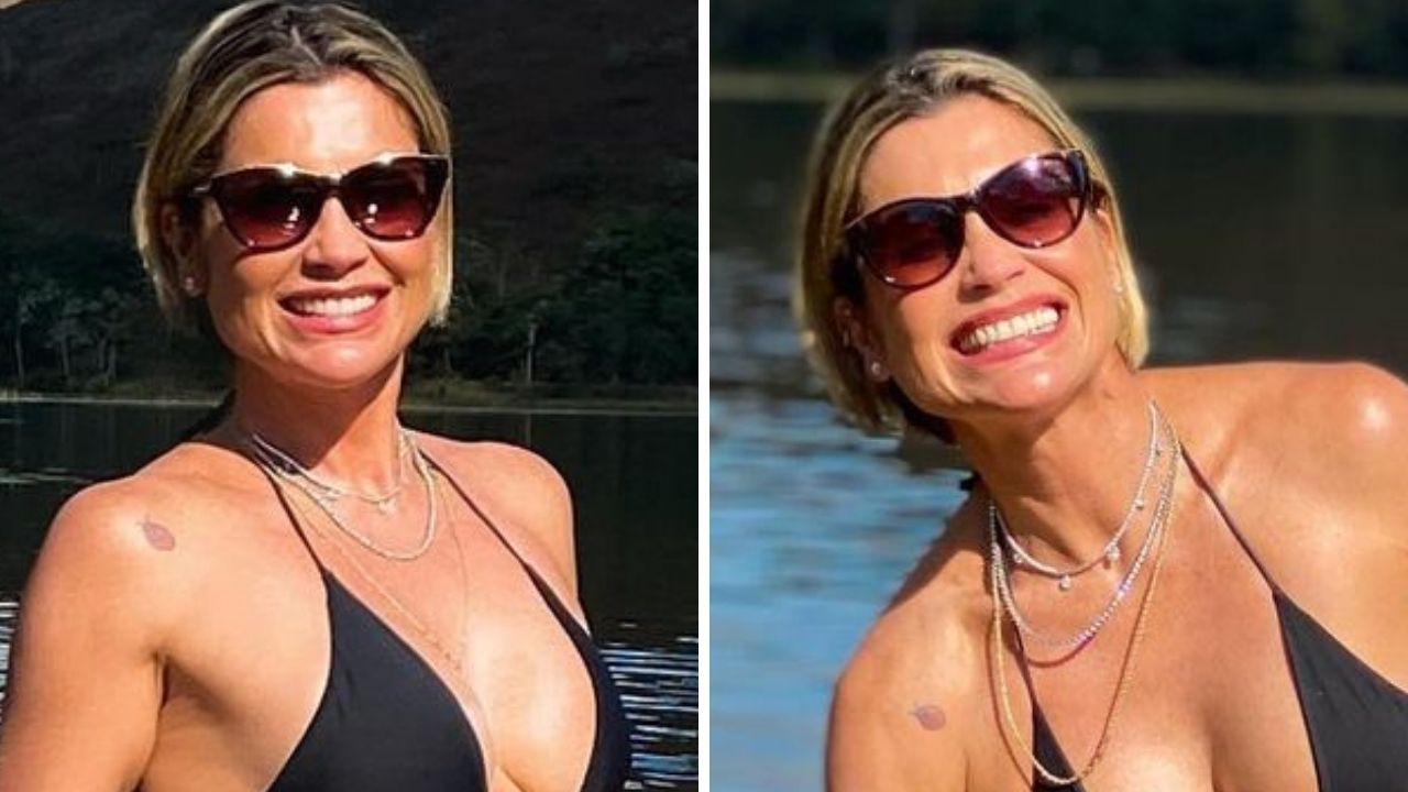 Aos 46 anos, Flávia Alessandra elege maiô cavadíssimo e deixa corpão farto à mostra: “Passei mal aqui”
