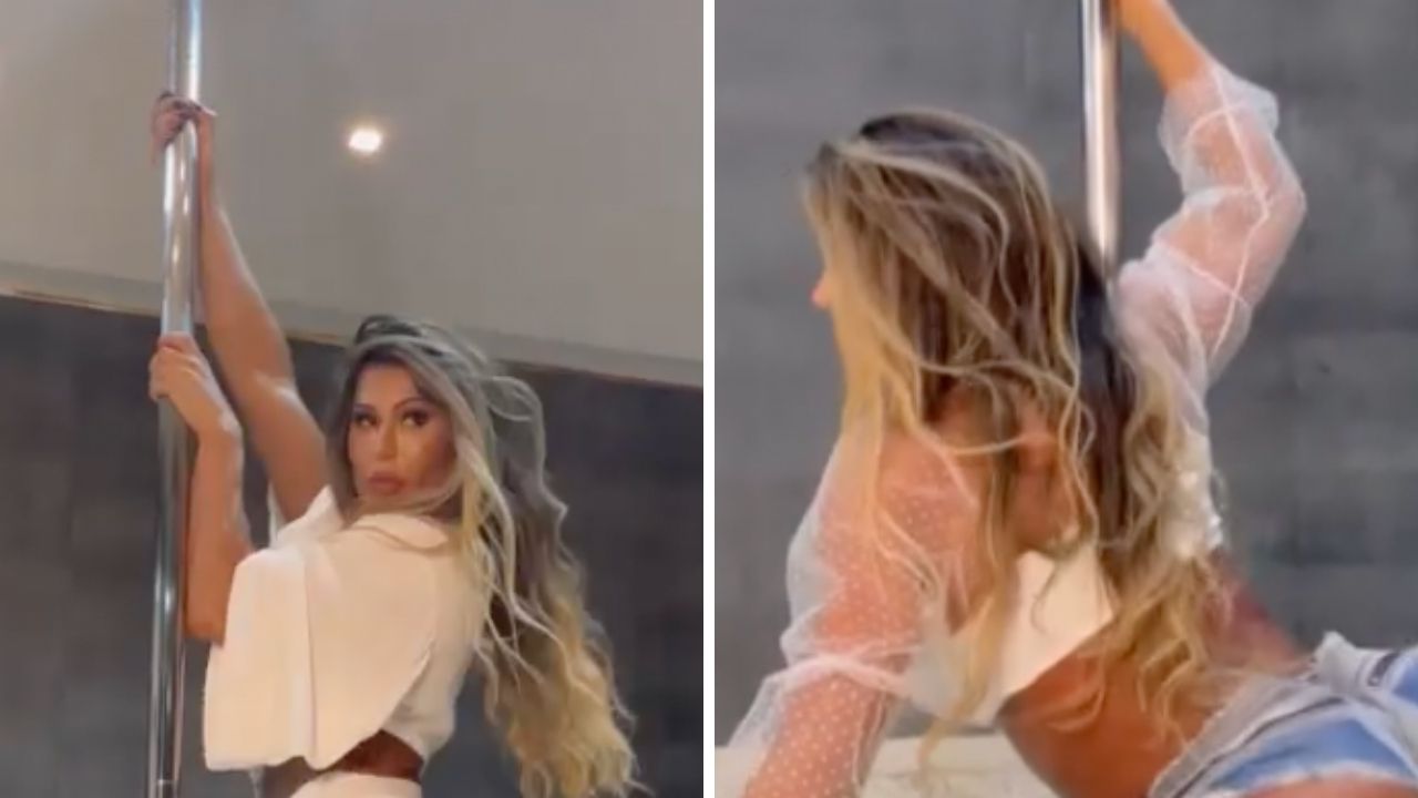 Gracyanne Barbosa faz pole dance romântico, rebola de shortinho e dispara: “O Belo que lute”