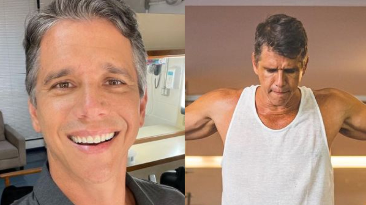 Márcio Garcia pega pesado na academia e ostenta brações musculosos aos 51 anos: “Cuidar da saúde!”