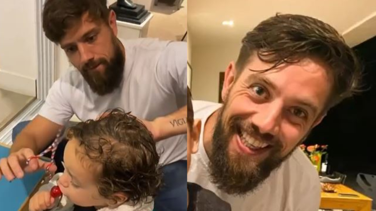Rafael Cardoso se aventura como cabeleireiro do filho e impressiona fãs com seu talento: “Ficou lindo!”