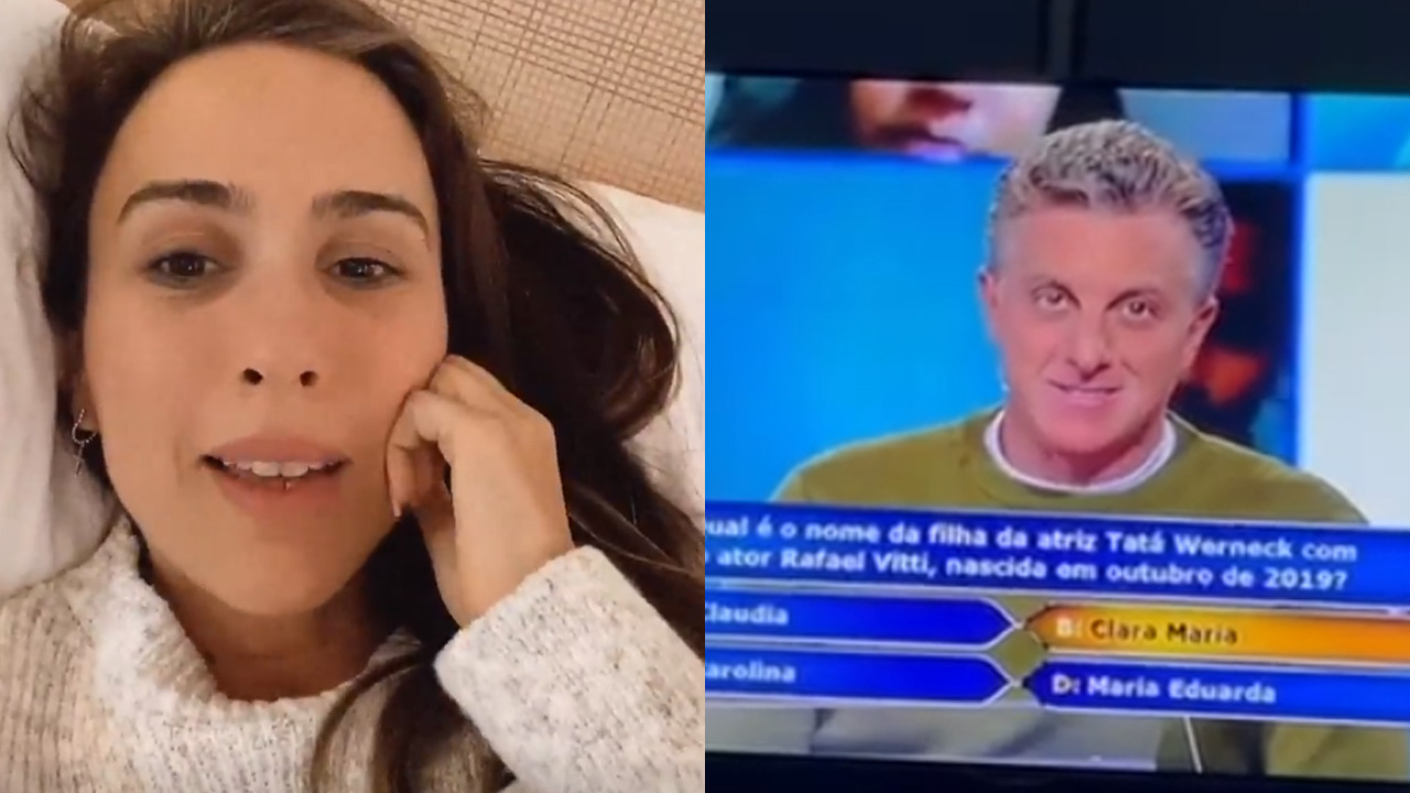 Após ser assunto de pergunta no ‘Caldeirão do Huck’, Tatá Werneck faz graça e dispara: “Luciano me deve 20 mil”