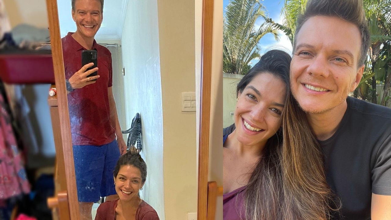 Michel Teló e Thais Fersoza combinam look pra malhação: ”Eu não aguento”
