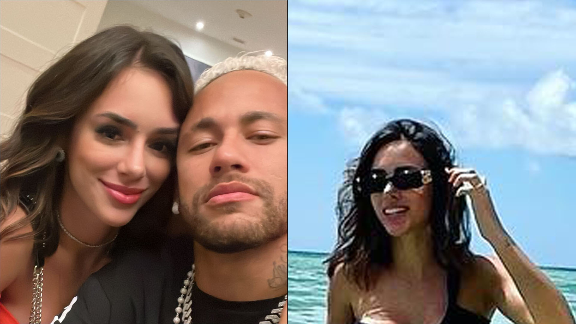 Namorada de Neymar deixa seios ‘escaparem’ em micro biquíni e web pira: “Corpaço”