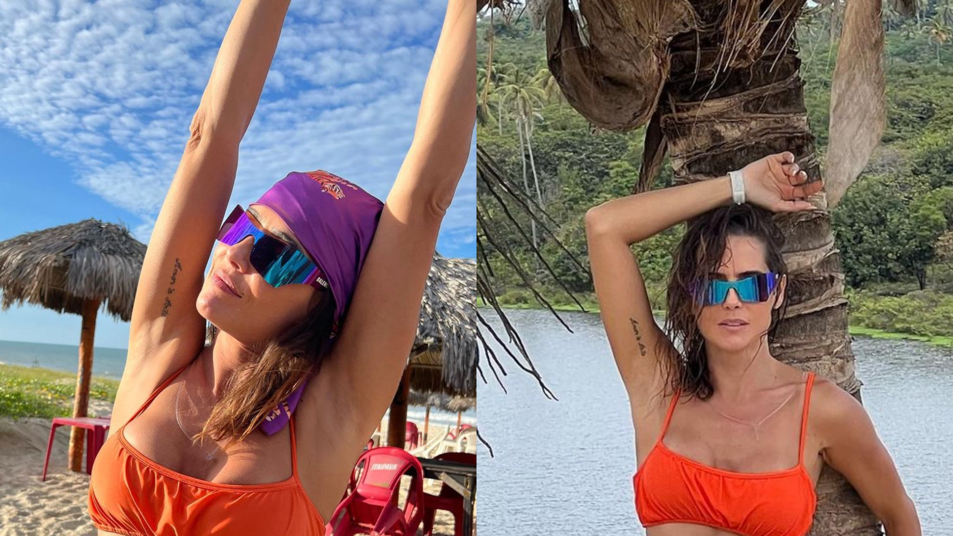 Só de biquíni, Deborah Secco ostenta barriga trincada em cliques ousados: “Gata”