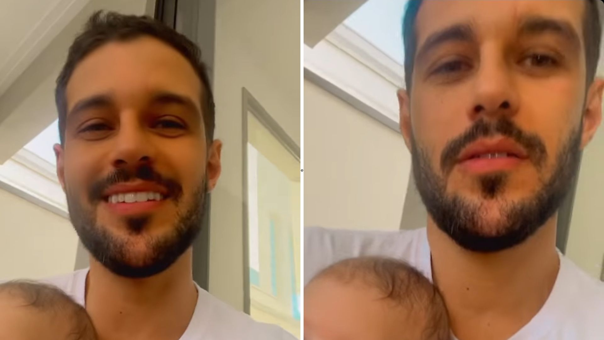 Ex-BBB Rodrigo Mussi encontra o sobrinho pela primeira vez após grave acidente