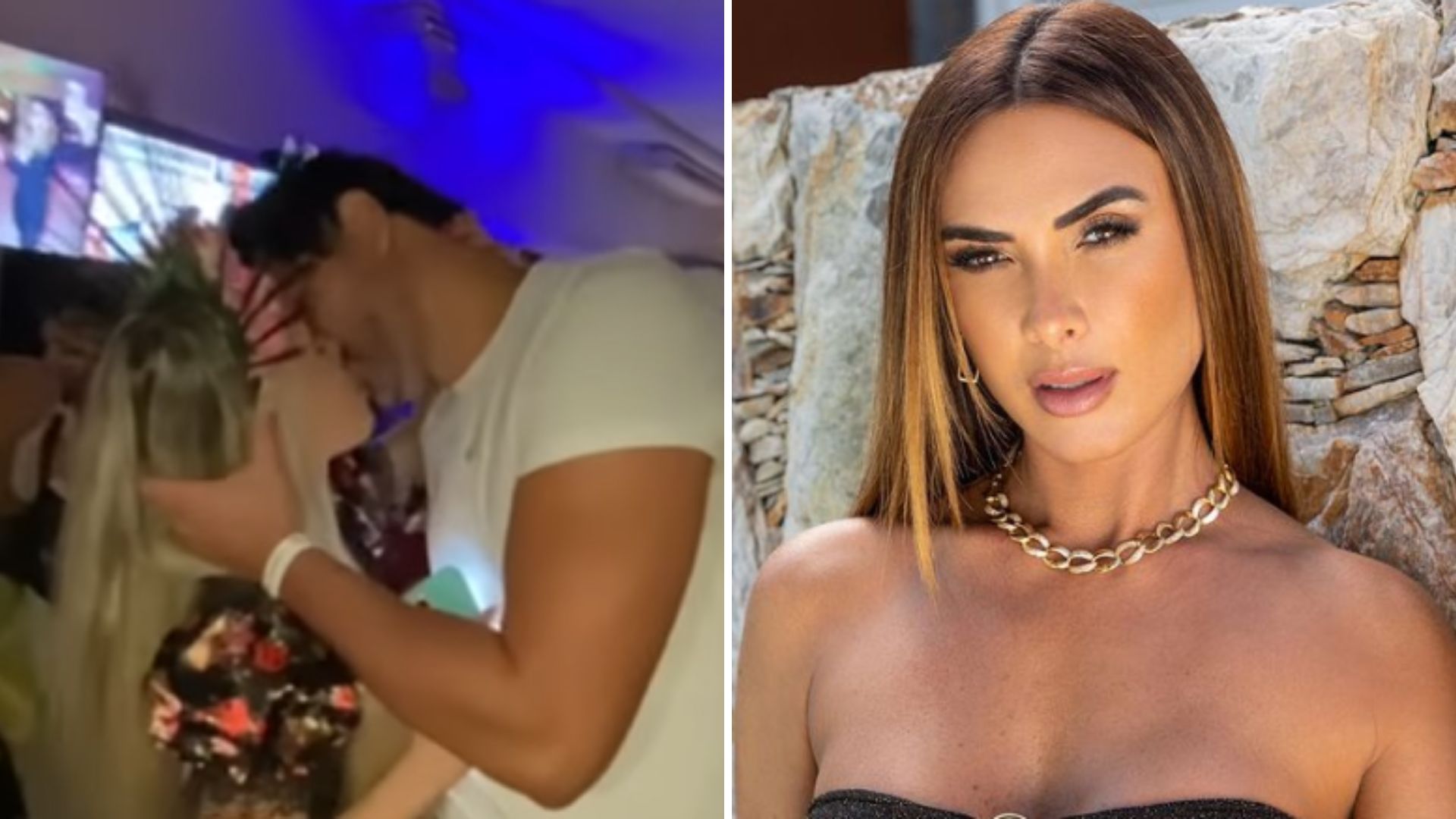 Ex-marido de Nicole Bahls é visto aos beijos com influencer em festa à fantasia