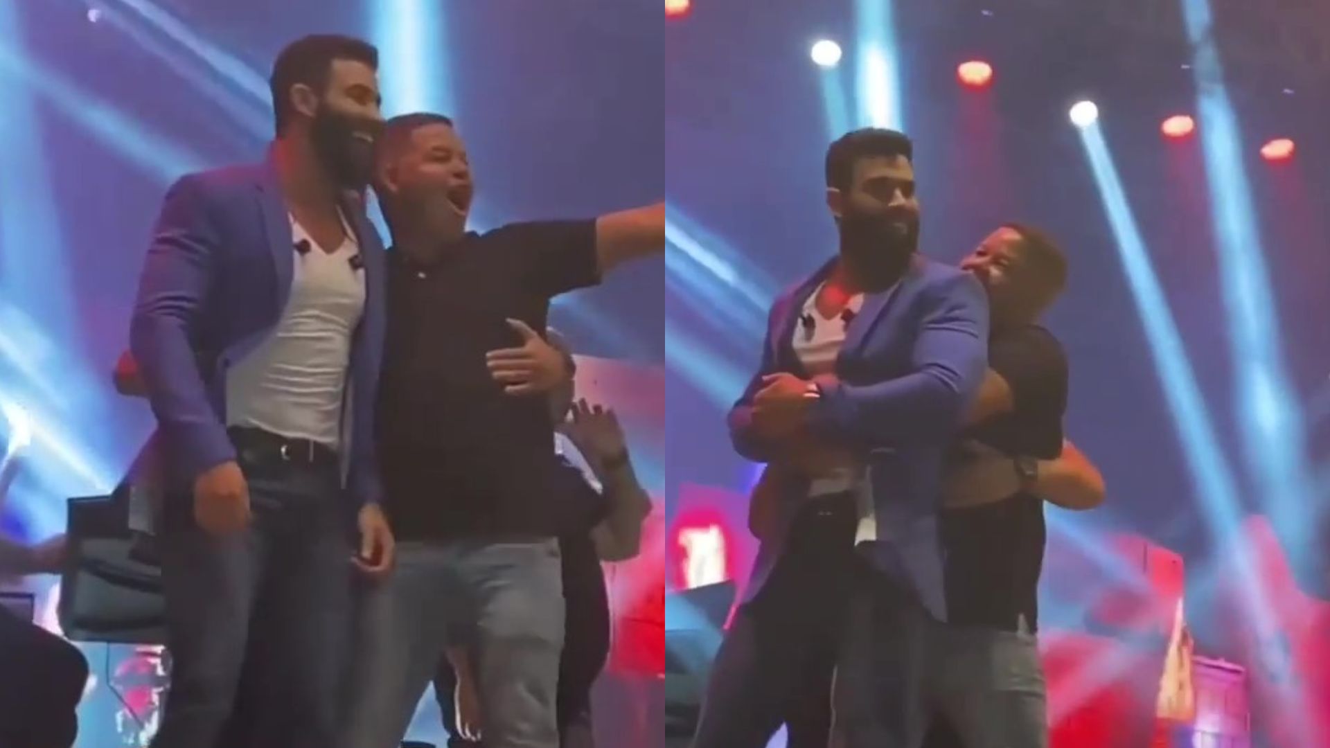 Fã sobe no palco em show e agarra Gusttavo Lima deixando o cantor assustado