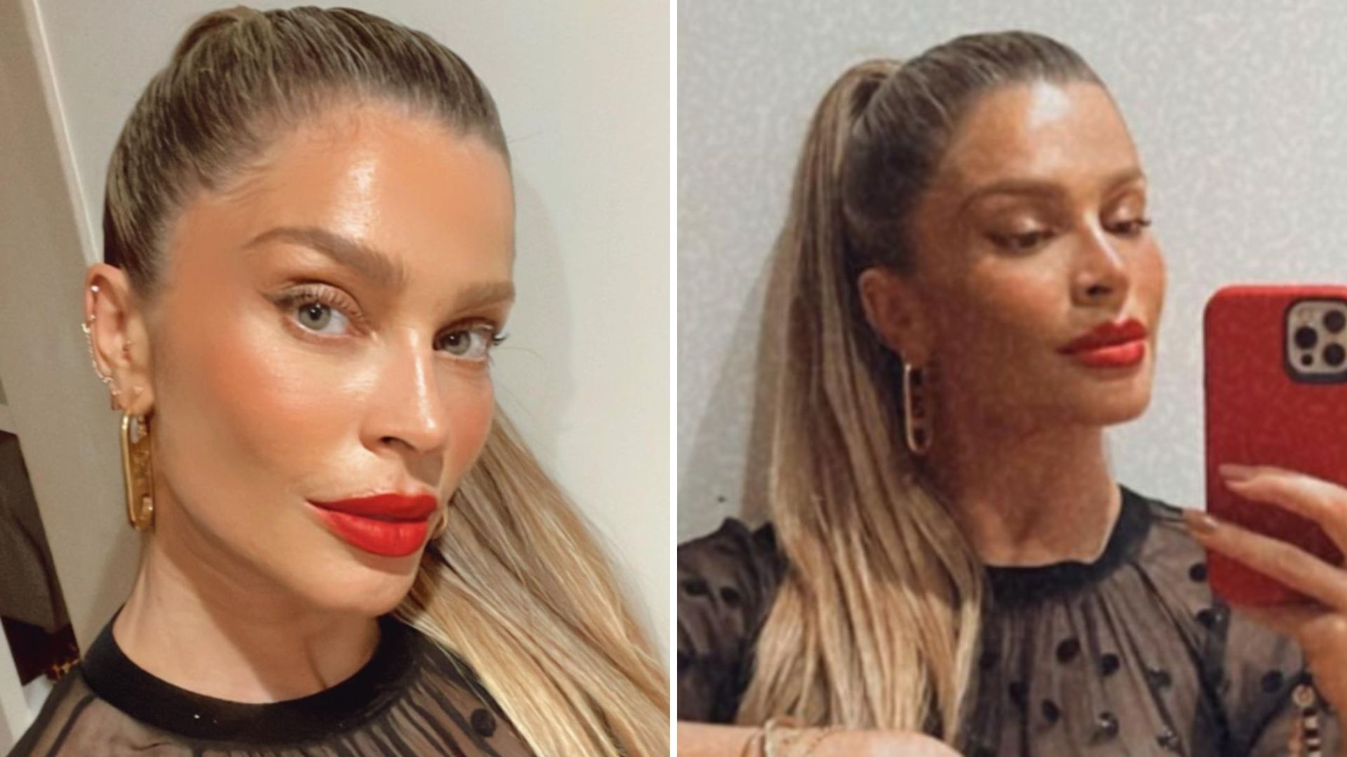 Grazi Massafera chega de noitada e posa com vestido transparente na frente do espelho: “Deusa”