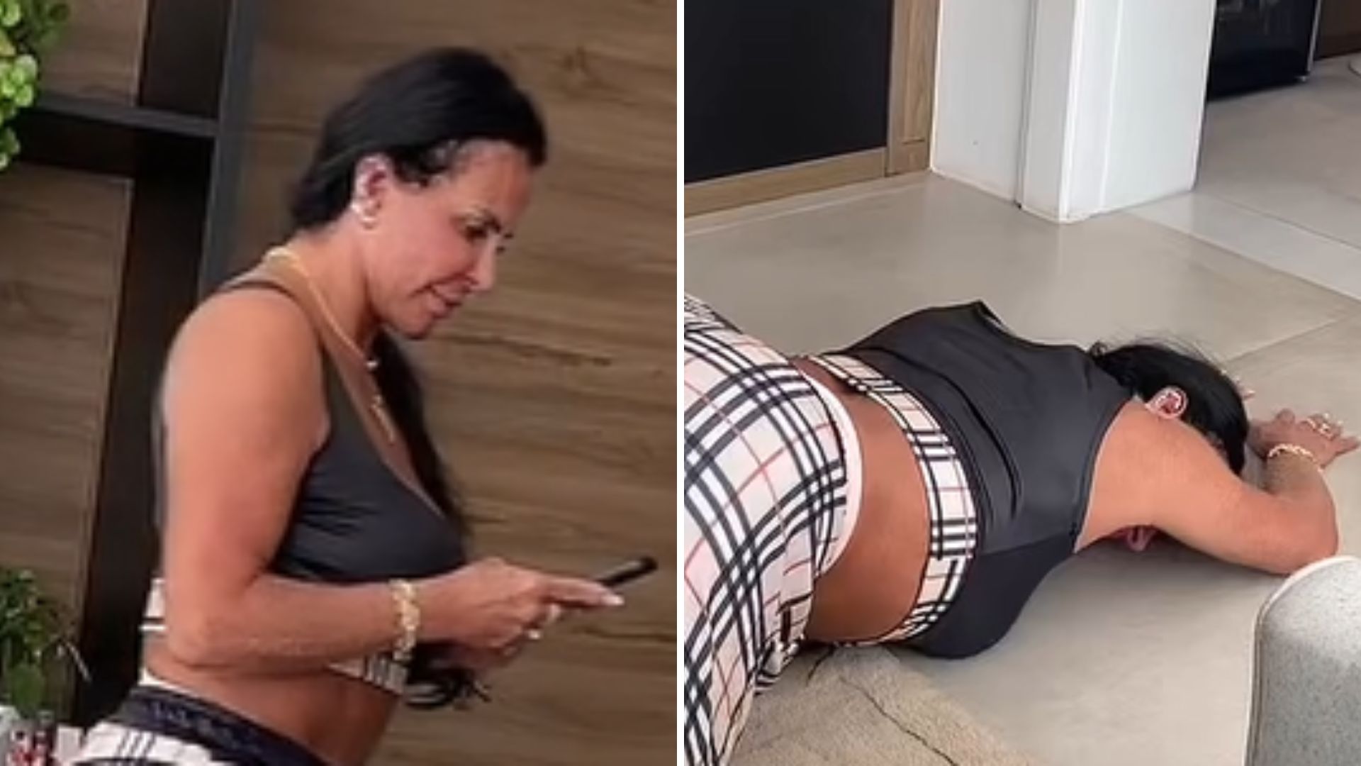 Gretchen brinca com o marido e se arrasta no chão com bumbum para cima: “Deusa”