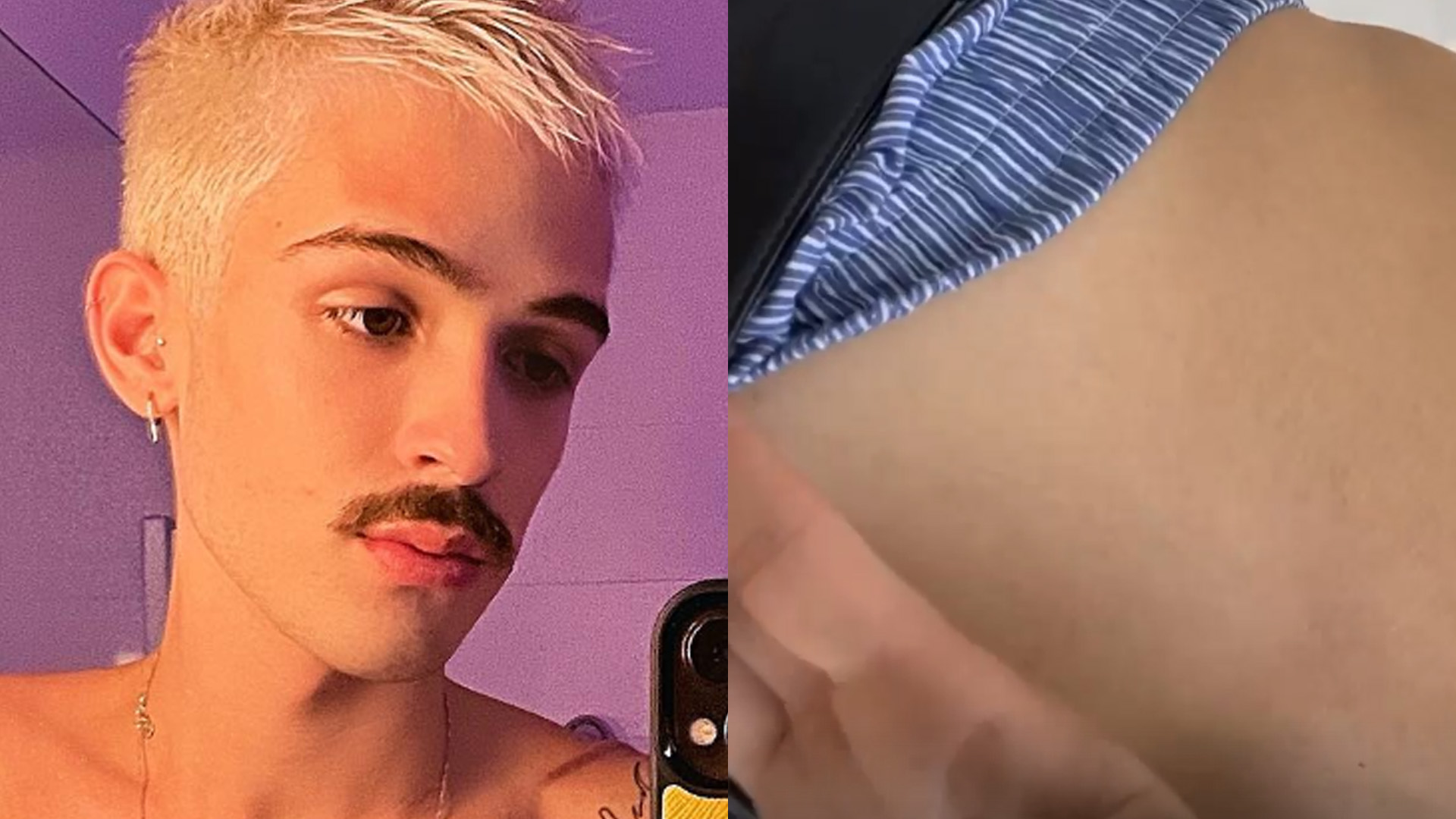 João Guilherme abaixa a calça e mostra tatuagem secreta no bumbum: “Escondido”