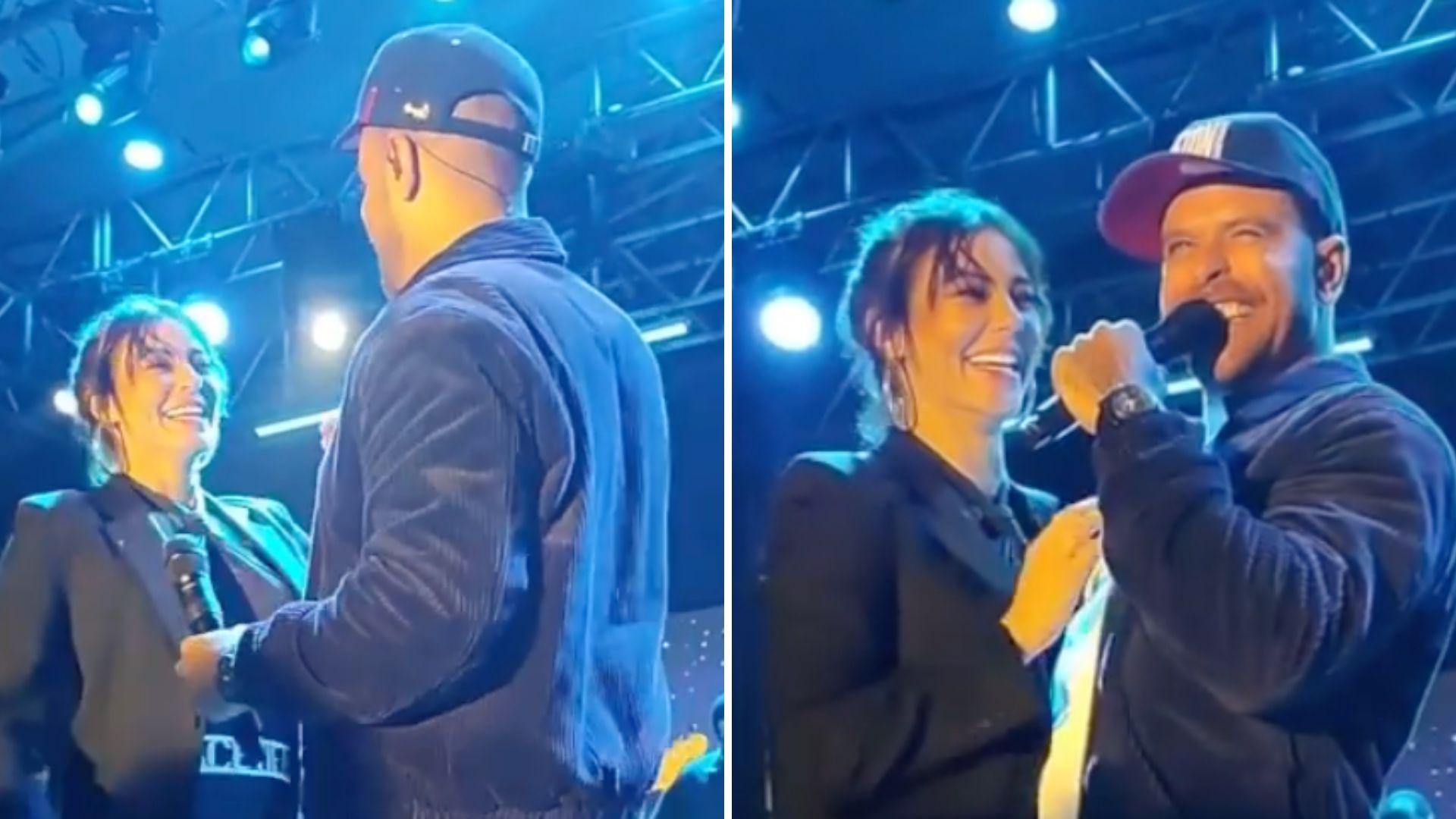 Furacão! Paolla Oliveira samba de salto alto e troca carícias com Diogo Nogueira no palco