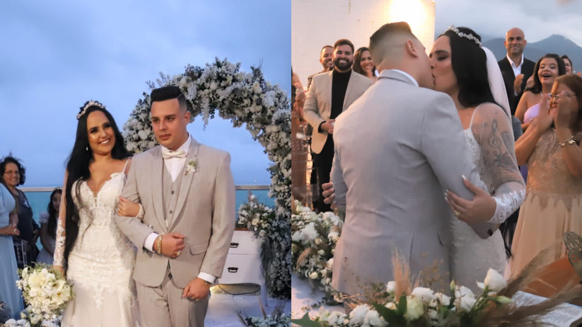 Com aliança e vestido caríssimos, Perlla sobe ao altar com empresário milionário