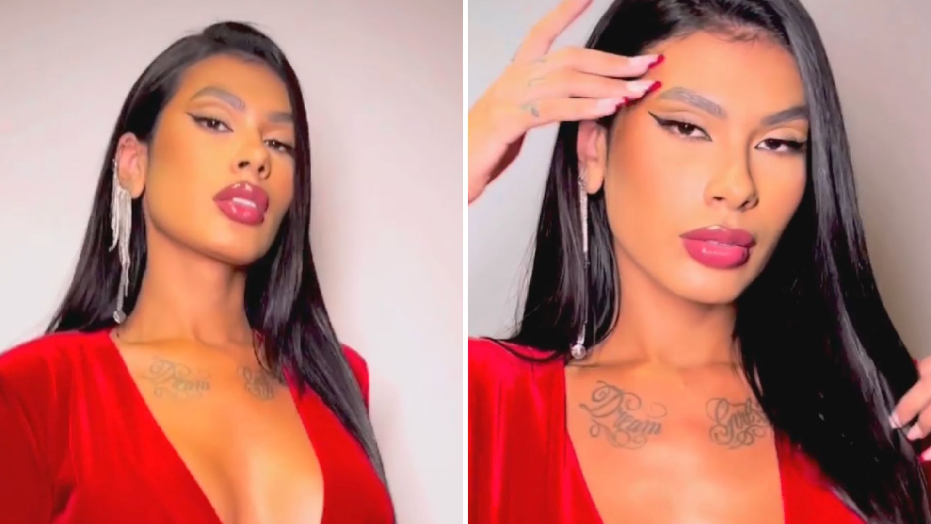 Pocah surge fatal com vestido decotado e exibe tatuagens indiscretas: “Gostosa”