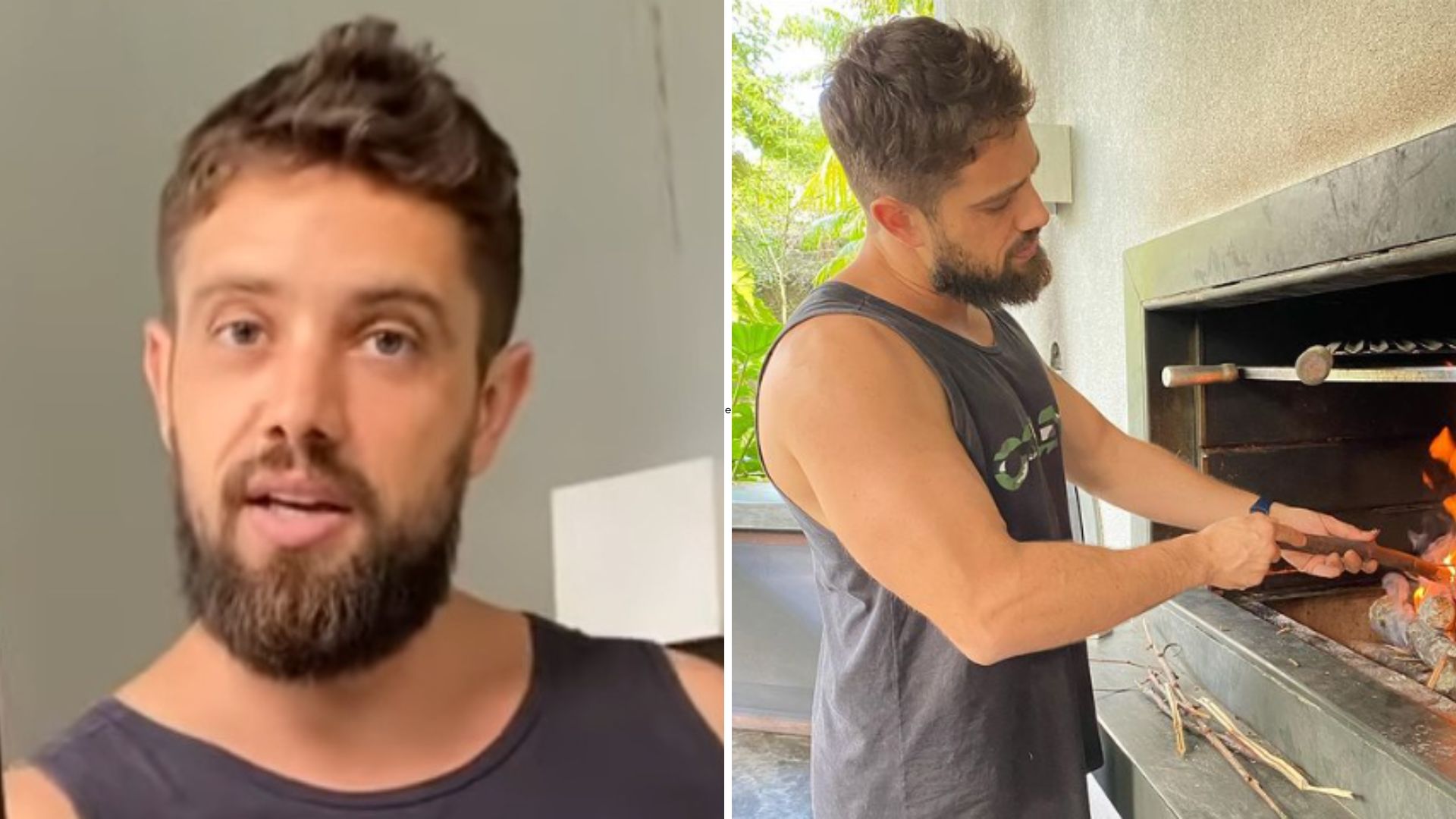 Rafael Cardoso é flagrado em churrasqueira e Mari Bridi expõe brincadeira: “Cheira!”