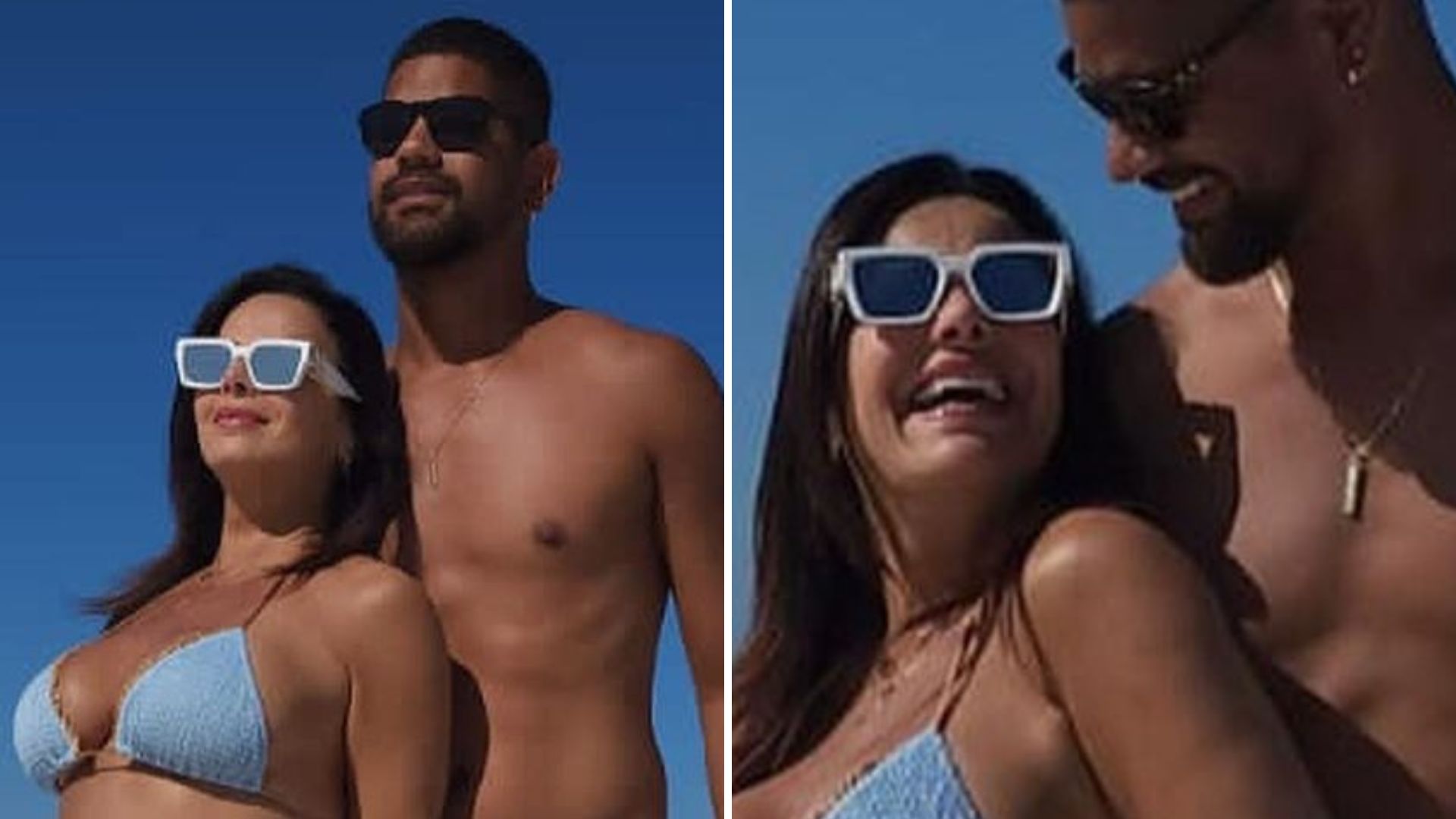 Gravidíssima, Viviane Araújo requebra de biquíni ao lado do marido: “Rainha”