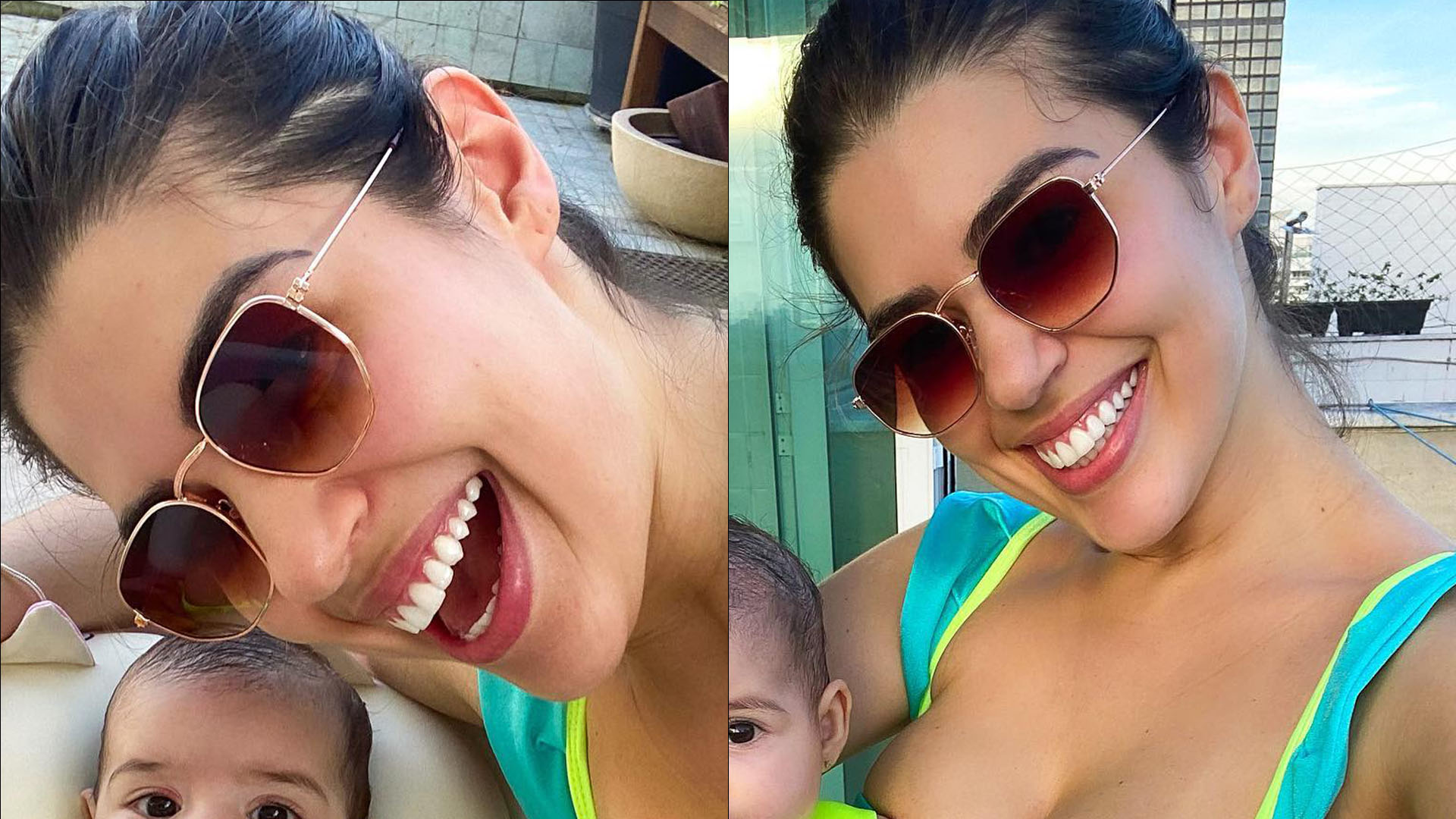 Aos quatro meses, filha de ex-BBB Vivian Amorim combina biquíni com a mãe: “Fofura”