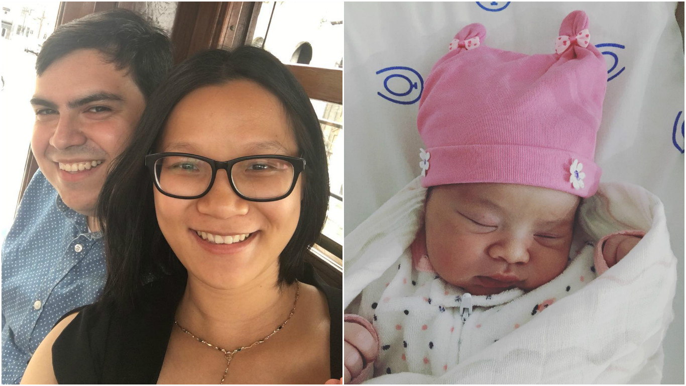 Jiang Pu dá à luz Cecília, sua primeira filha