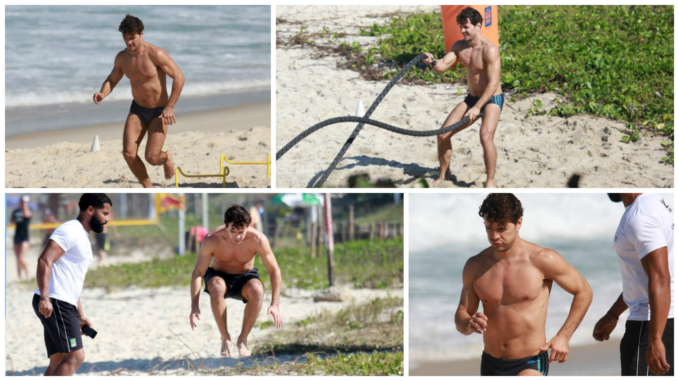 Que corpão! Daniel de Oliveira malha na praia da Barra da Tijuca