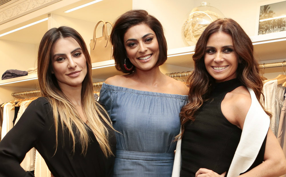 Cleo Pires, Juliana Paes e Giovanna Antonelli se encontram em evento de moda em SP