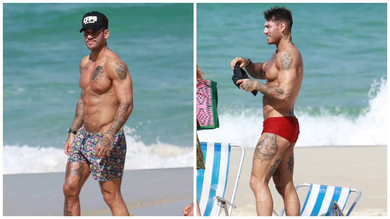 Que calor!! Lucas Lucco curte praia no Rio