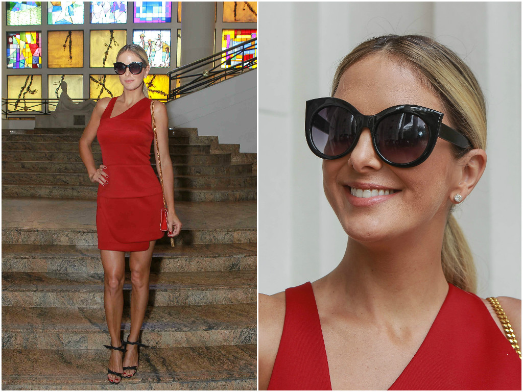 Cheia de estilo, Ticiane Pinheiro acompanha desfile na SPFW