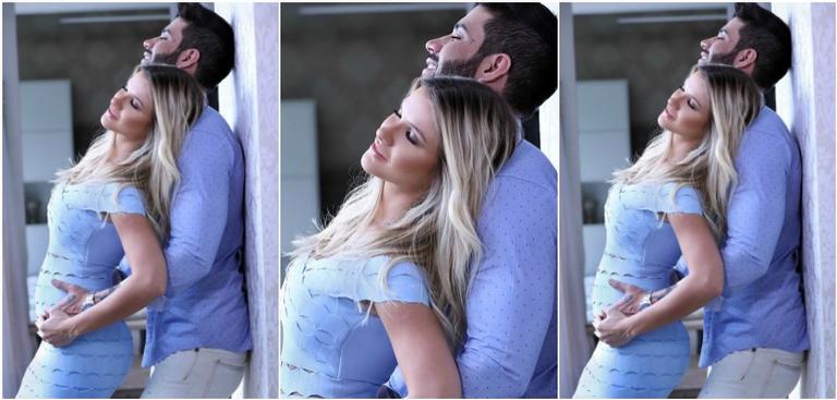 Andressa Suita e Gusttavo Lima festejam os 4 meses de gravidez