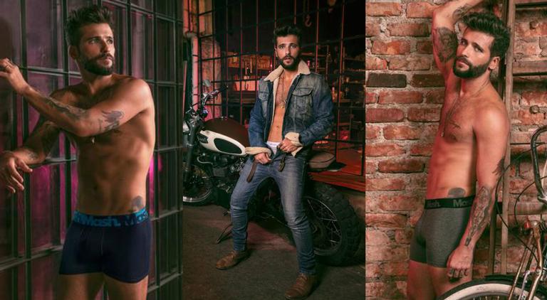 Que gato! Bruno Gagliasso posa de cueca para campanha