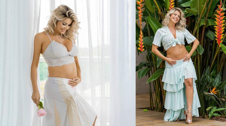 Grávida aos 40 anos, Karina Bacchi volta a fazer ballet fitness