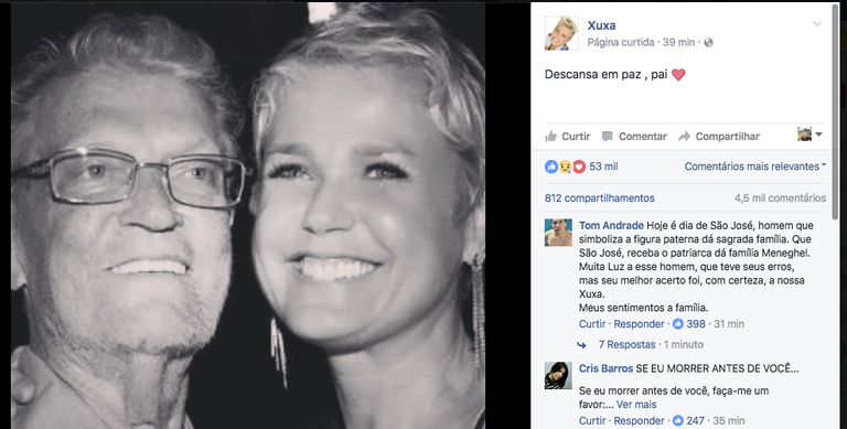 Morre o pai da apresentadora Xuxa Meneghel