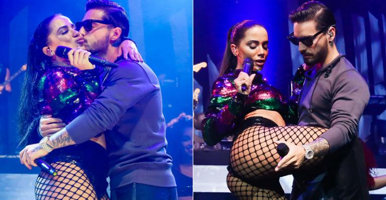 Anitta sensualiza no palco ao lado do cantor colombiano Maluma