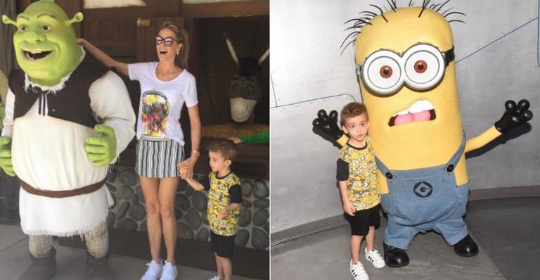 Ana Hickmann se diverte com o filho em Orlando