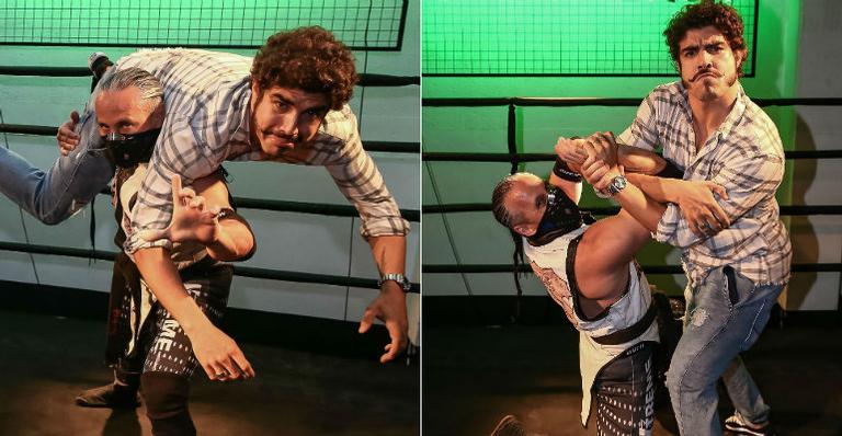 Caio Castro se diverte durante evento de Lucha Libre