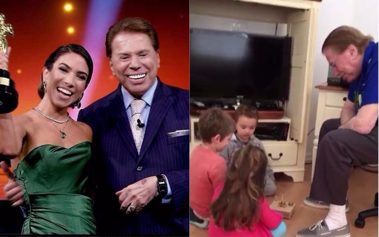 Patrícia Abravanel filma momento fofo do pai, Silvio Santos, com os netos
