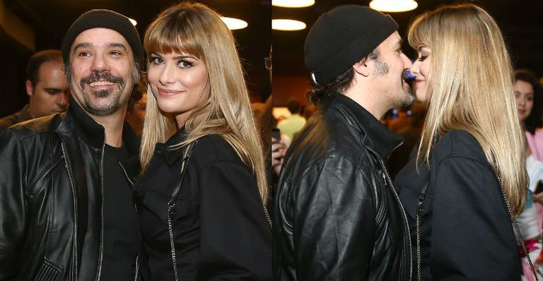 Alinne Moraes troca carinhos com o marido na pré-estreia do filme ‘João, O Maestro’
