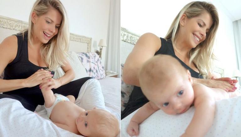 Conheça a massagem tranquilizante que Karina Bacchi faz no filho Enrico