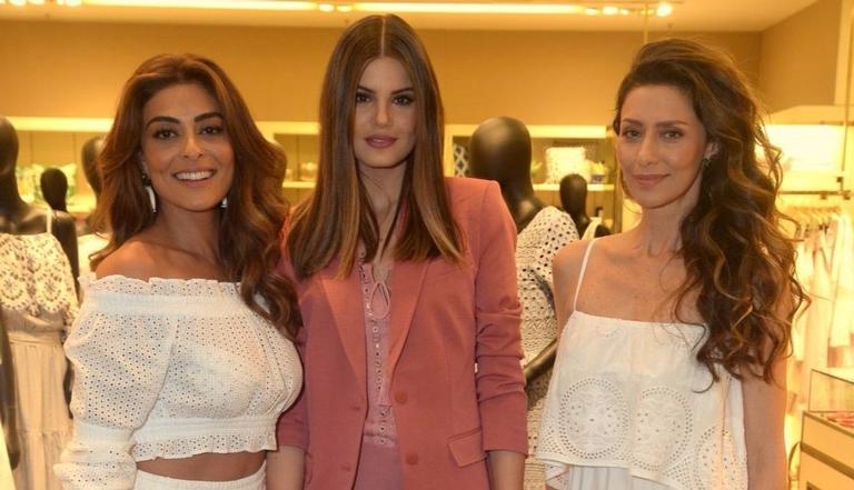 Poderosas! Juliana Paes, Camila Queiroz e Maria Fernanda Cândido conferem lançamento de coleção no Rio