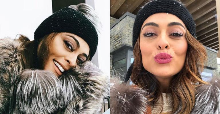 Cheia de estilo, Juliana Paes curte férias na neve