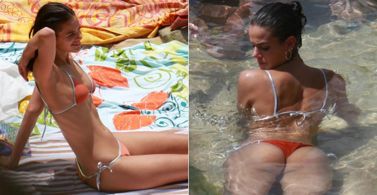 Sem Neymar, Bruna Marquezine exibe corpão em dia de praia