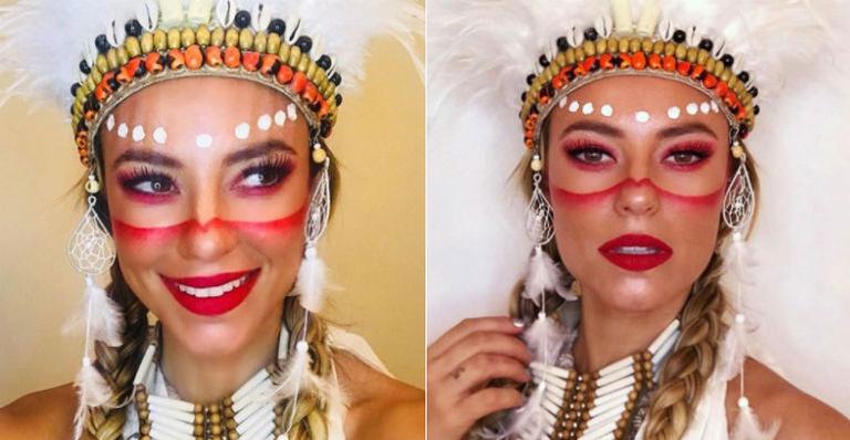 Paolla Oliveira arrasa com fantasia de índia em festa de Carnaval