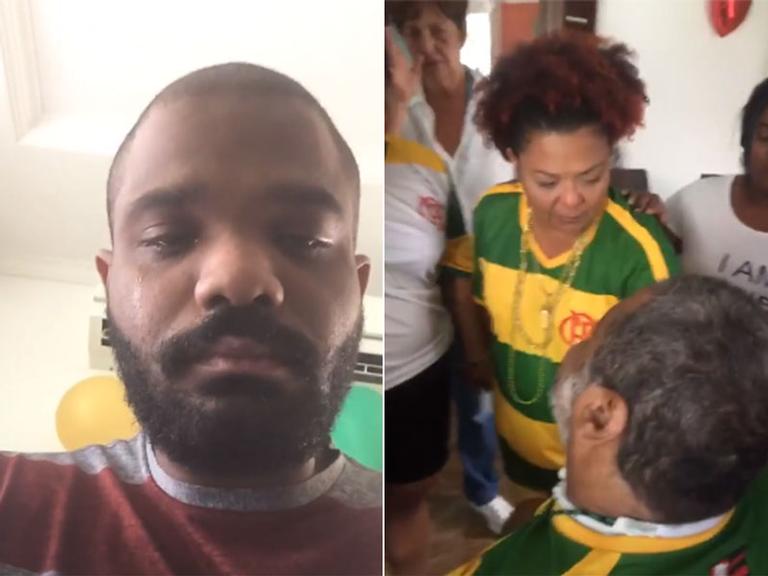 Arlindo Cruz volta para casa e filho não se contém e vai às lágrimas