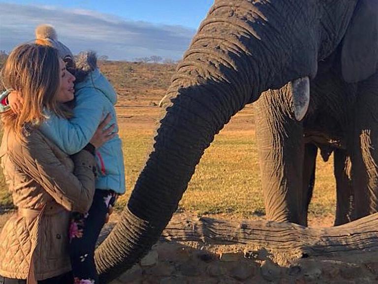 Com a filha, Grazi Massafera se surpreende em safári na África do Sul