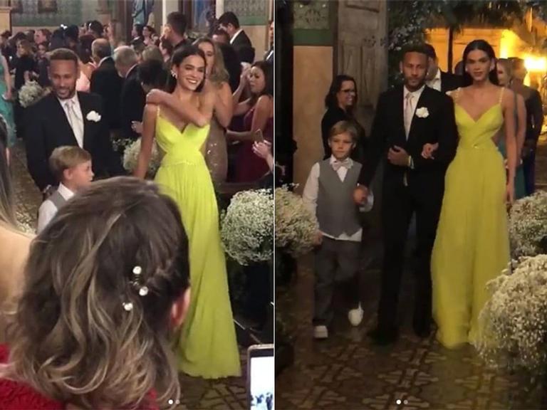 Neymar e Bruna Marquezine arrasam no casamento de ex-jogador