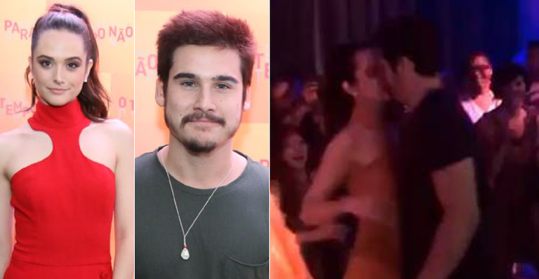Juliana Paiva e Nicolas Prattes trocam carinhos e deixam festa da novela ‘O Tempo Não Para’ juntinhos