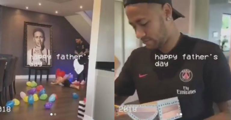 Davi Lucca leva tombo, mas emociona Neymar com presente de Dia dos Pais