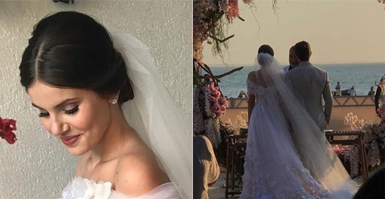 Camila Queiroz e Klebber Toledo se casam durante o pôr do sol em Jericoacoara
