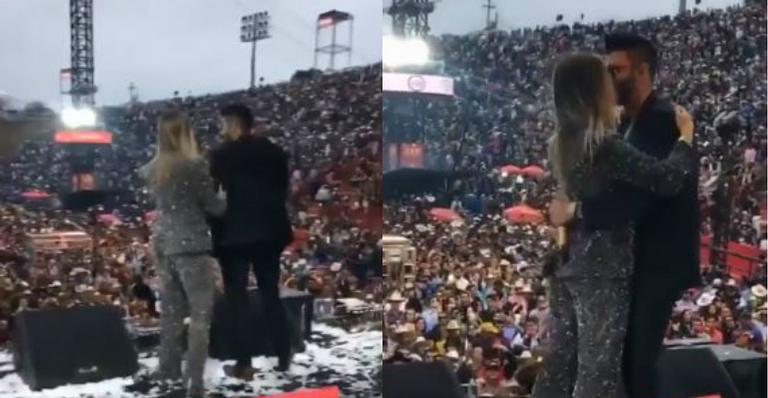 Andressa Suita faz surpresa para Gusttavo Lima durante show e ganha presentão