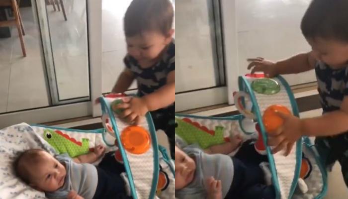 Fofura! Andressa Suita flagra Gabriel brincando junto com o irmão recém-nascido, Samuel