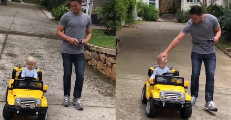 Curtindo o tempo com Amaury Nunes, Enrico Bacchi aparece dirigindo seu primeiro carro