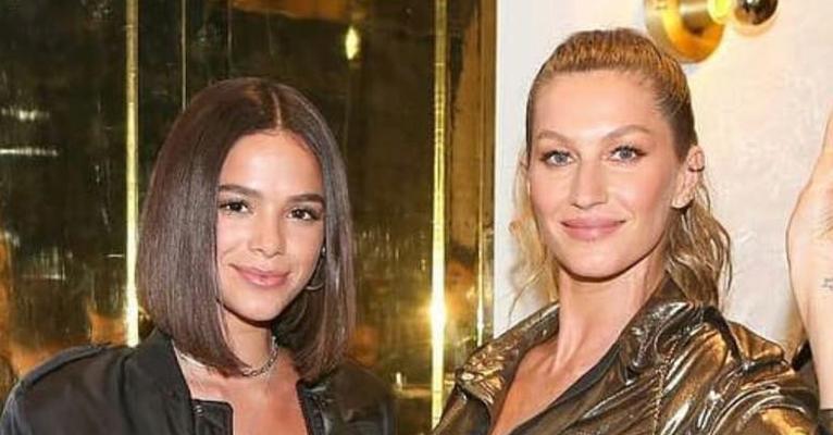 Bruna Marquezine encontra Gisele Bündchen em evento em LA e exibe barriga trincada em clique sexy